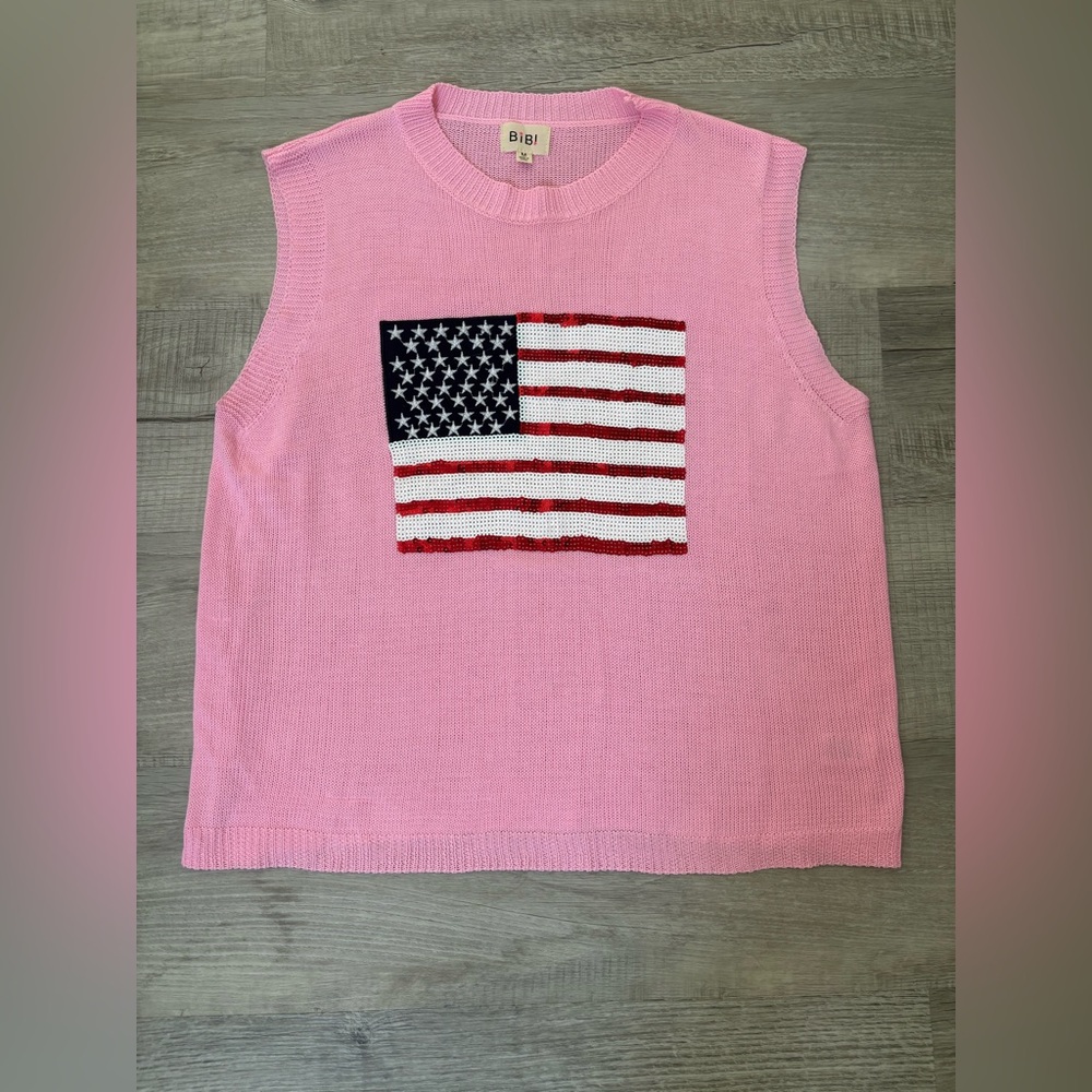 American Flag Sequins Top